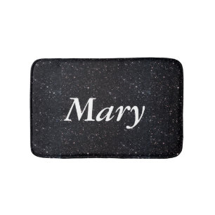 Personalisierter Schwarzer Glitzer Badematte