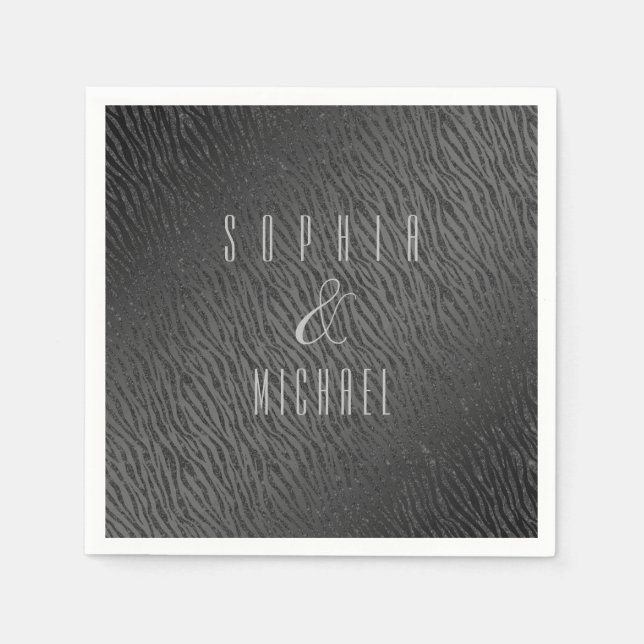 Personalisierter Schwarzer Glitzer für Tiere Serviette (Vorderseite)