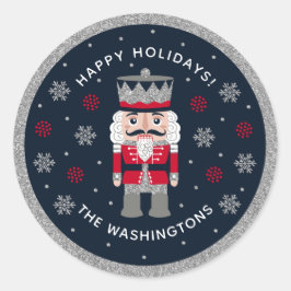 Personalisierter Schwarzer Glitzer Nutcracker-Aufk Runder Aufkleber