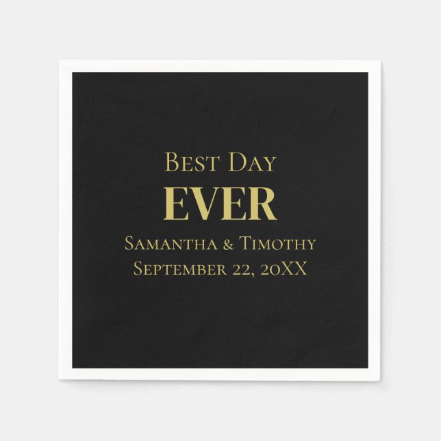 Personalisierter Schwarzer Gold-Best-Day Serviette (Vorderseite)