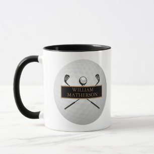 Personalisierter schwarzer Golfball Classic in Gol Tasse
