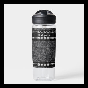 Personalisierter schwarzer gotischer Totenkopf und Trinkflasche