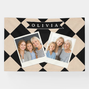 Personalisierter schwarzer Harlekin-Karo-Diamant Banner