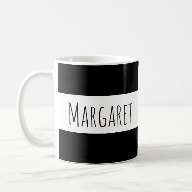 Personalisierter schwarzer Individuelle Name Kaffeetasse (Links)