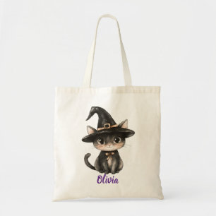 Personalisierter schwarzer Katzen-Trick-or-Treat-B Tragetasche