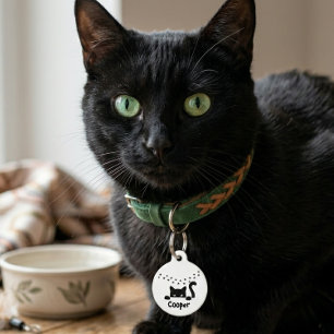 Personalisierter Schwarzer Katzenpfotenabdruck Nam Haustiermarke