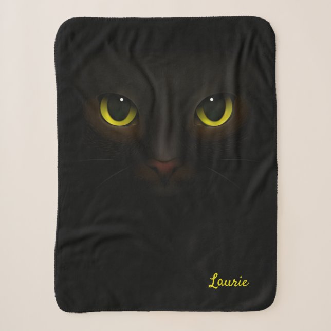 Personalisierter schwarzer Katzenwirbel, Cat Lover Sherpadecke (Vorderseite)