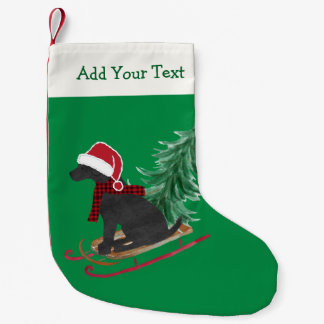 Personalisierter schwarzer Lab Xmas-Schlitten Kleiner Weihnachtsstrumpf