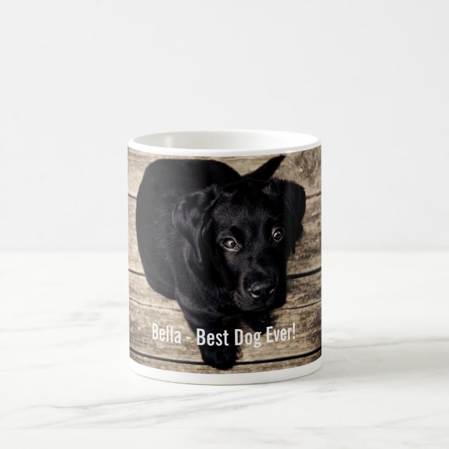 Personalisierter schwarzer Labrador-HundeFoto-und Kaffeetasse (Mittel)