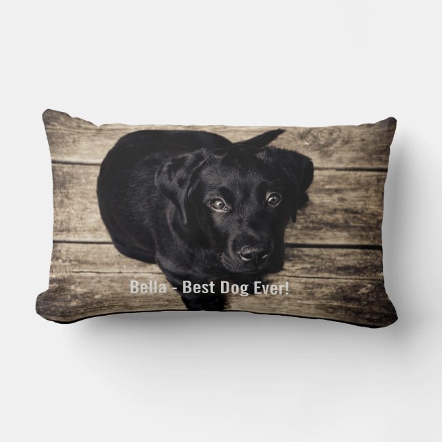 Personalisierter schwarzer Labrador-HundeFoto-und Lendenkissen (Vorderseite)