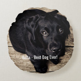 Personalisierter schwarzer Labrador-HundeFoto-und Rundes Kissen