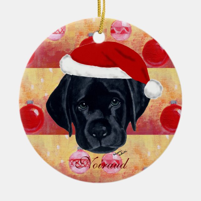 Personalisierter Schwarzer Labrador Keramikornament (Vorne)