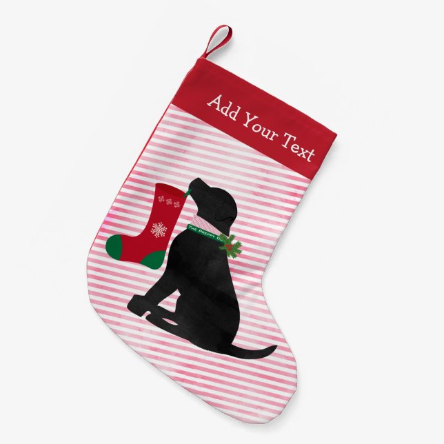 Personalisierter Schwarzer Latexhund Kleiner Weihnachtsstrumpf (Vorderansicht (hängend))