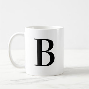 Personalisierter schwarzer Monogramm-Buchstabe B Kaffeetasse