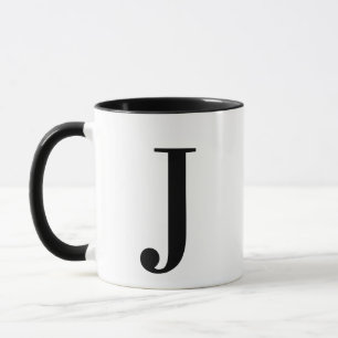 Personalisierter schwarzer Monogramm-Buchstabe J Tasse