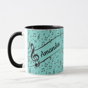 Personalisierter schwarzer Musik-Kaffeebecher Tasse
