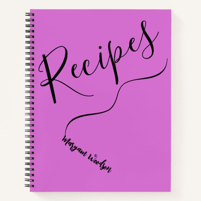 Personalisierter schwarzer Name (Rezept Journal) O Notizbuch (Vorderseite)