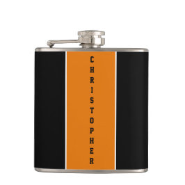 Personalisierter schwarzer Orangenstreifen Flachmann