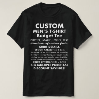 Personalisierter Schwarzer T - Shirt für Männer