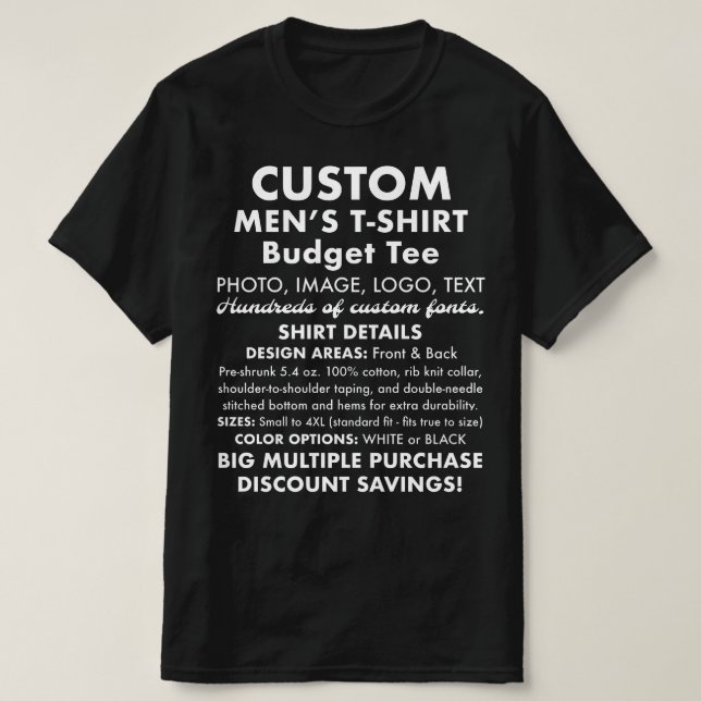 Personalisierter Schwarzer T - Shirt für Männer (Design vorne)