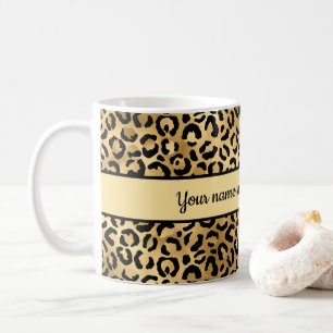 Personalisierter schwarzer und goldener Leopardenp Kaffeetasse