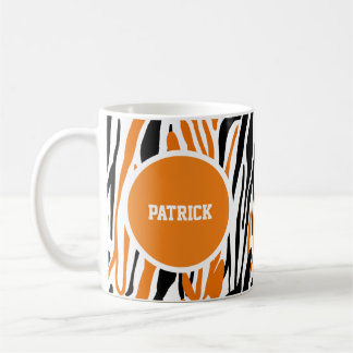 Personalisierter schwarzer und orangefarbener Tier Kaffeetasse