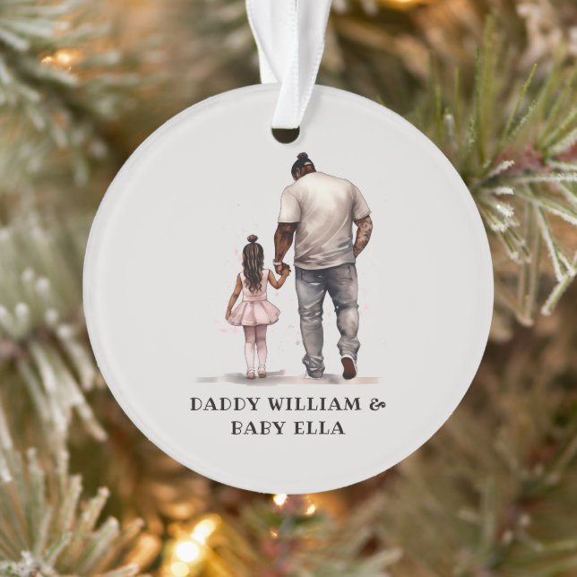 Personalisierter schwarzer Vater und Tochter (3) Ornament (Baum)