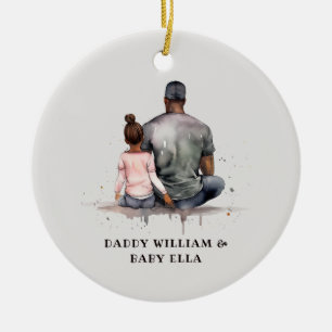 Personalisierter schwarzer Vater und Tochter (5) Keramik Ornament