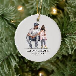 Personalisierter Schwarzer Vater und Tochter (6) Keramik Ornament