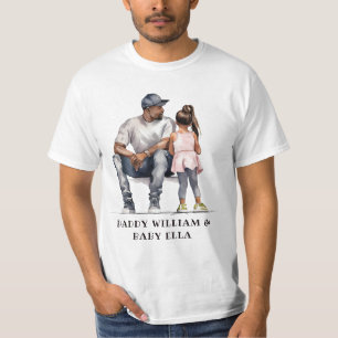 Personalisierter Schwarzer Vater und Tochter (6) T-Shirt