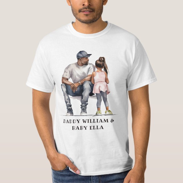 Personalisierter Schwarzer Vater und Tochter (6) T-Shirt (Vorderseite)