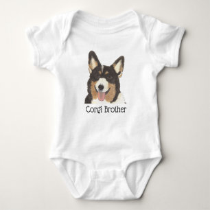 Personalisierter schwarzköpfiger dreifarbiger Corg Baby Strampler