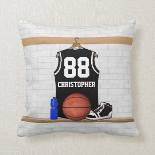 Personalisierter Schwarzweiss-Basketball Jersey Kissen
