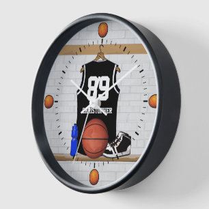 Personalisierter Schwarzweiss-Basketball Jersey Uhr
