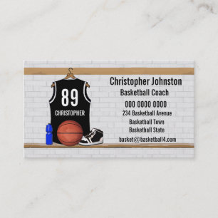 Personalisierter Schwarzweiss-Basketball Jersey Visitenkarte