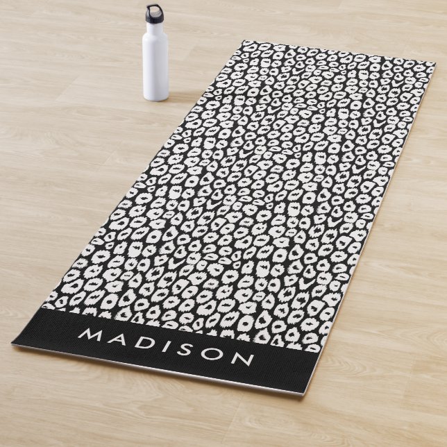 Personalisierter Schwarzweißleopard Yogamatte (Beispiel)