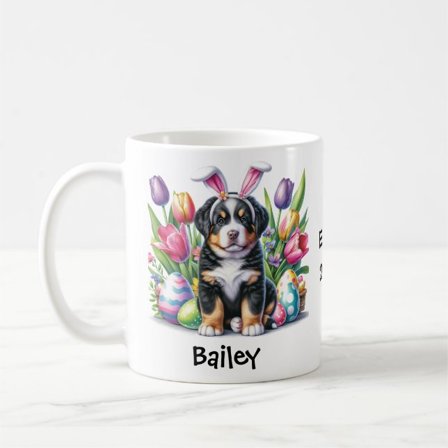 Personalisierter Schweizer Hundeschlitten Ostern/F Kaffeetasse (Links)