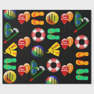 Personalisierter Schwimmen-Geburtstag Geschenkpapier