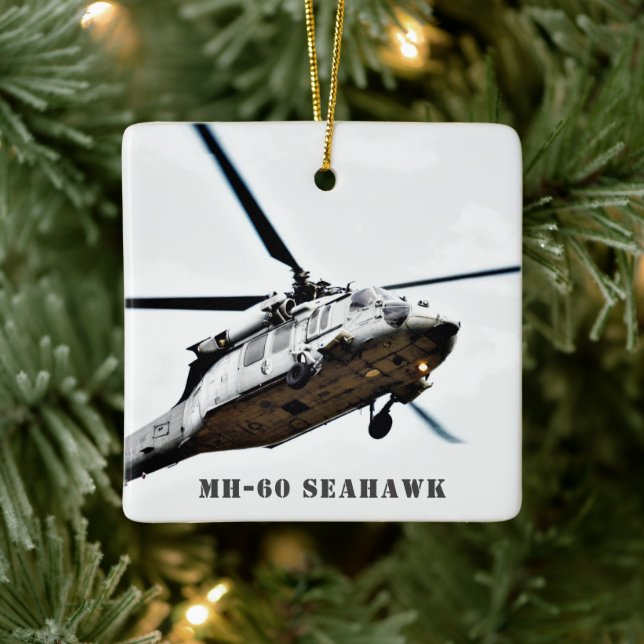 Personalisierter Seahawk-Militärhubschrauber MH-60 Keramikornament (Baum)
