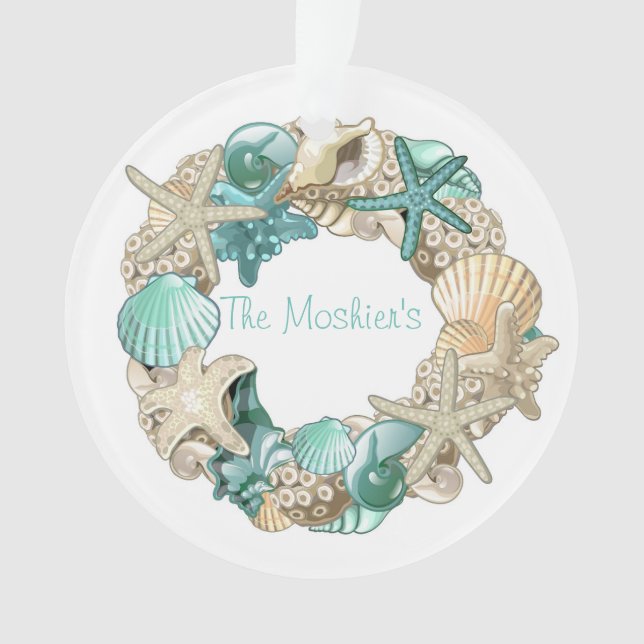 Personalisierter Seashell-Kranz-Ornament Ornament (Vorderseite)