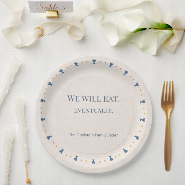 Personalisierter Seder-Teller zu Pessach mit Famil Pappteller (Hochzeit)