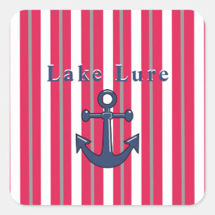 Personalisierter See oder Strand Red White Quadratischer Aufkleber