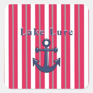 Personalisierter See oder Strand Red White Quadratischer Aufkleber