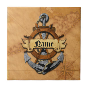 Personalisierter Seeanker und Rad Fliese