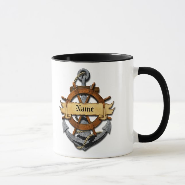 Personalisierter Seeanker und Rad Tasse (Rechts)