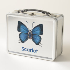 Personalisierter September Birth Blue Butterfly Metall Brotdose