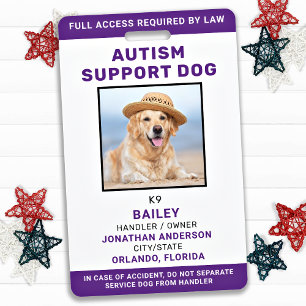 Personalisierter Service Dog Autismus Support Dog Ausweis