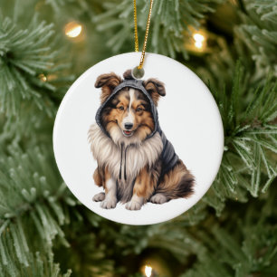 Personalisierter Shetland Sheepdog Hund Keramik Ornament