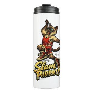 Personalisierter Siam-Basketball-Katzen-Thermal-Tu Thermosbecher