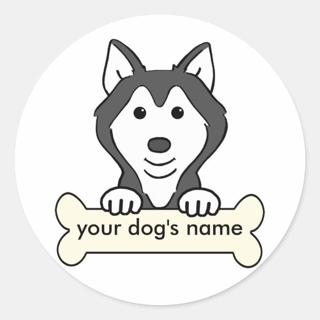 Personalisierter sibirischer Husky Runder Aufkleber (Vorderseite)